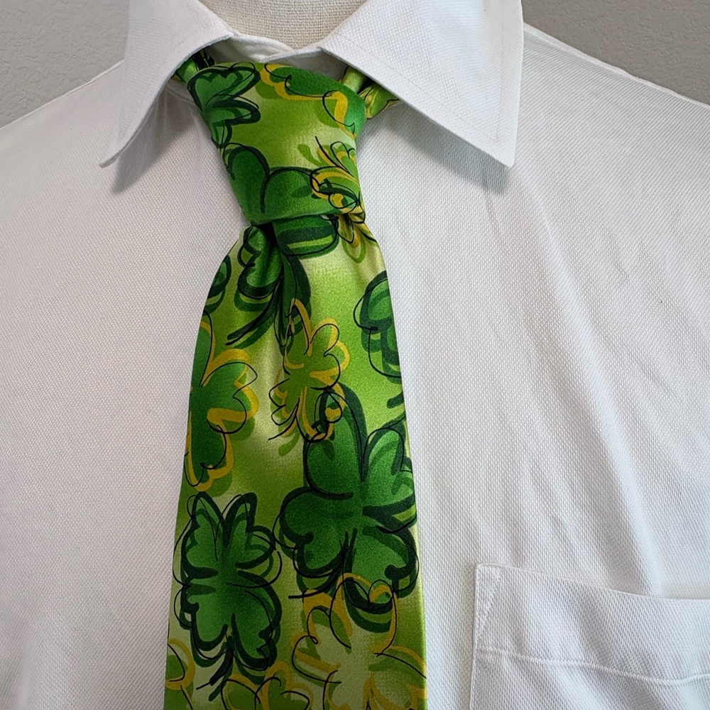 J. Garcia Green and Yellow Floral Shamrock Tie